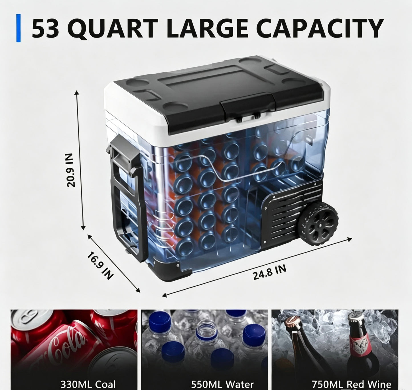 53QT Fast Cooling Portable Fridge Freezer